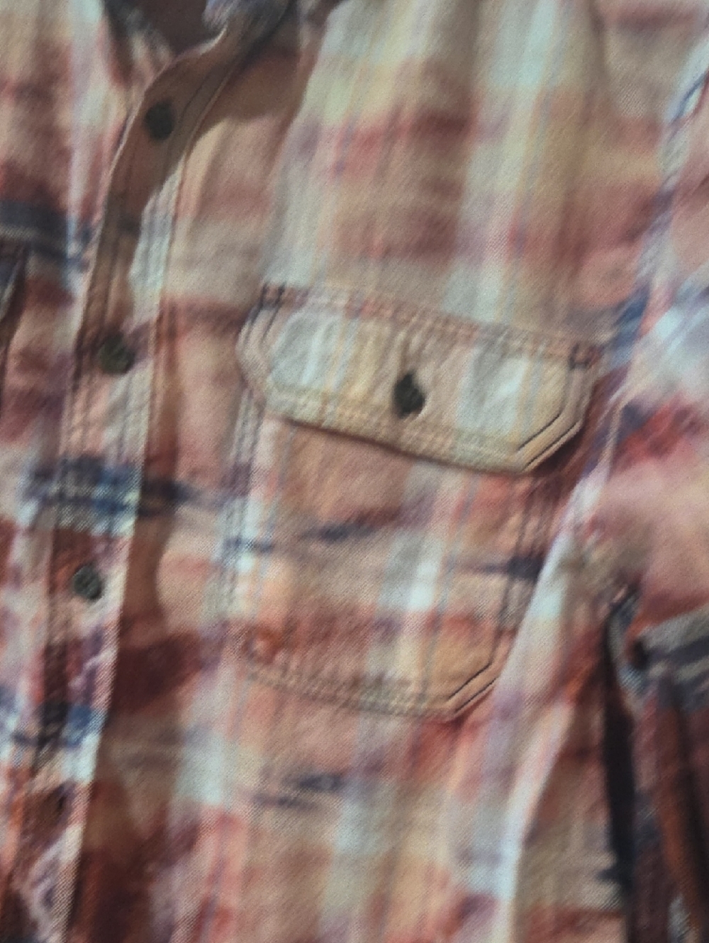 George Hand Bleached/Altered Navy/Red Plaid Button-Up Flannel - Picture 5 of 11